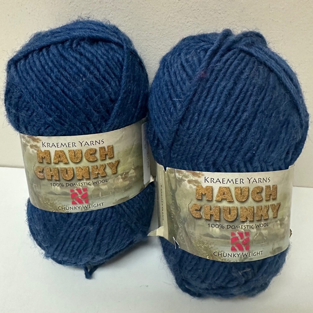 Kraemer Yarns Mauch Chunky 100% Domestic Wool Blueberry 2 Skeins Lot 28728